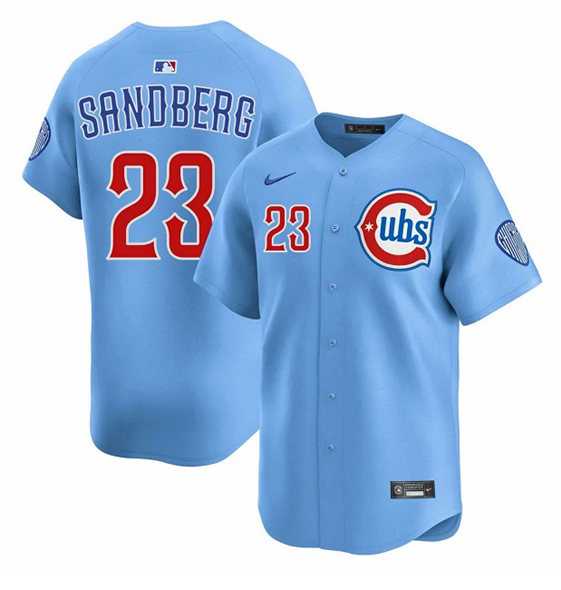 Mens Chicago Cubs #23 Ryne Sandberg Blue 2024-25 2nd Alternate Limited Stitched Jersey Dzhi